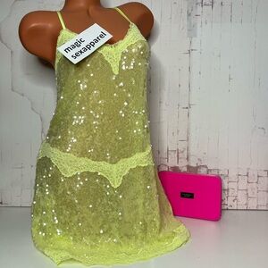 Victoria's Secret Yellow Sequin Chemise